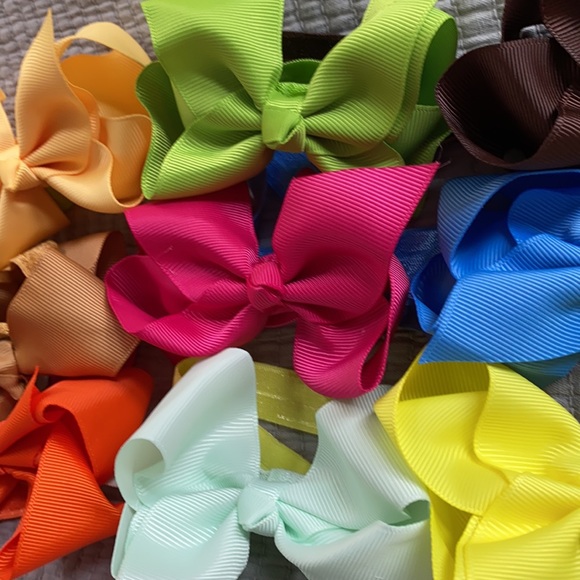 Baby Girl - 9 Grosgrain Headband Hair Bows NEW! - Picture 3 of 4